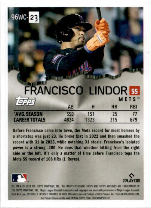 2024 Topps Achives Wrecking Crew #96WC-23 Franciso Lindor NY Mets