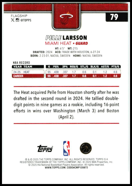 2025-26 Topps Foil Pattern #79 Pelle Larsson Miami Heat