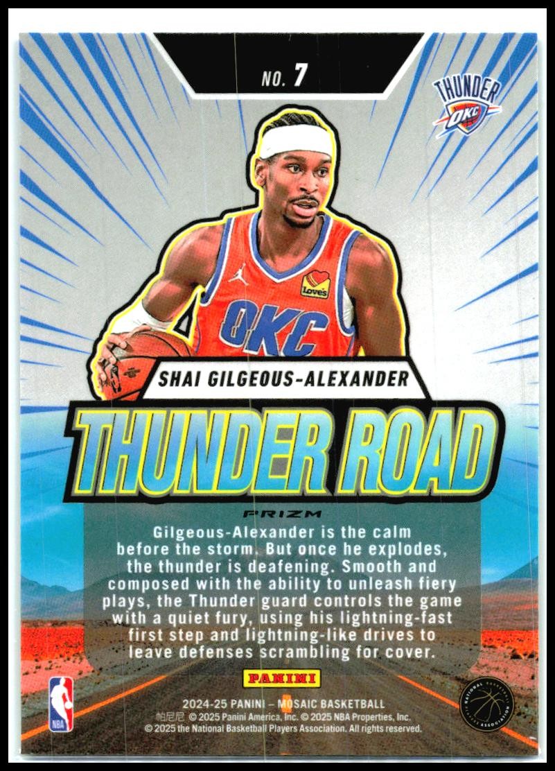 2024-25 Panini Mosaic Thunder Road Mosaic #7 Shai Gilgeous-Alexander Thunder