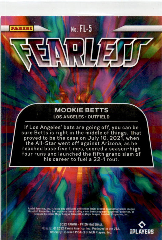 2022 Panini Prizm Fearless #FL-5 Mookie Betts Los Angeles Dodgers
