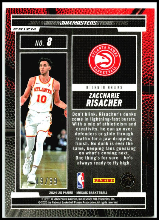 2024-25 Mosaic Jam Master Reactive Blue /99 #8 Zaccharie Risacher Hawks