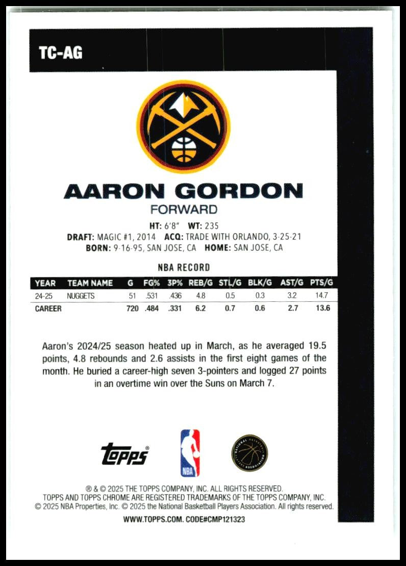 2025-26 Topps 1980-81 Topps Chrome Mojo #TC-AG Aaron Gordon Denver Nuggets