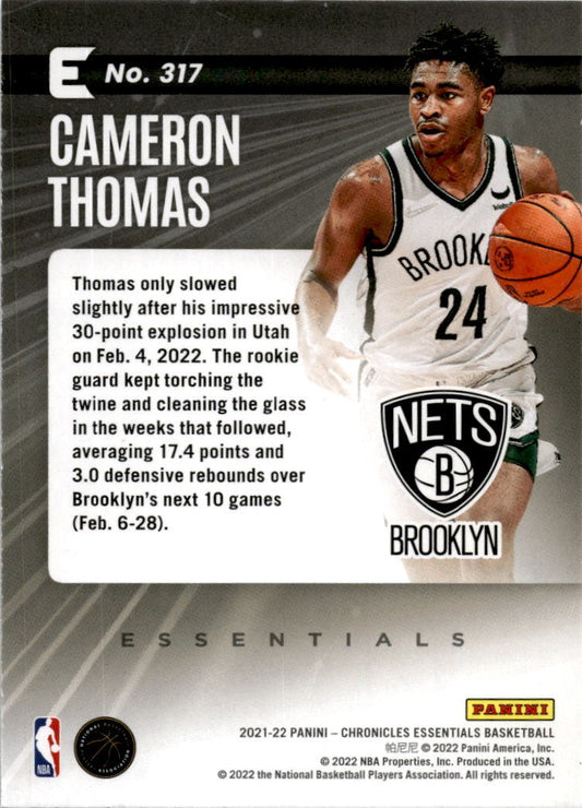 2021-22 Panini Chronicles #317 Cameron Thomas Brooklyn Nets