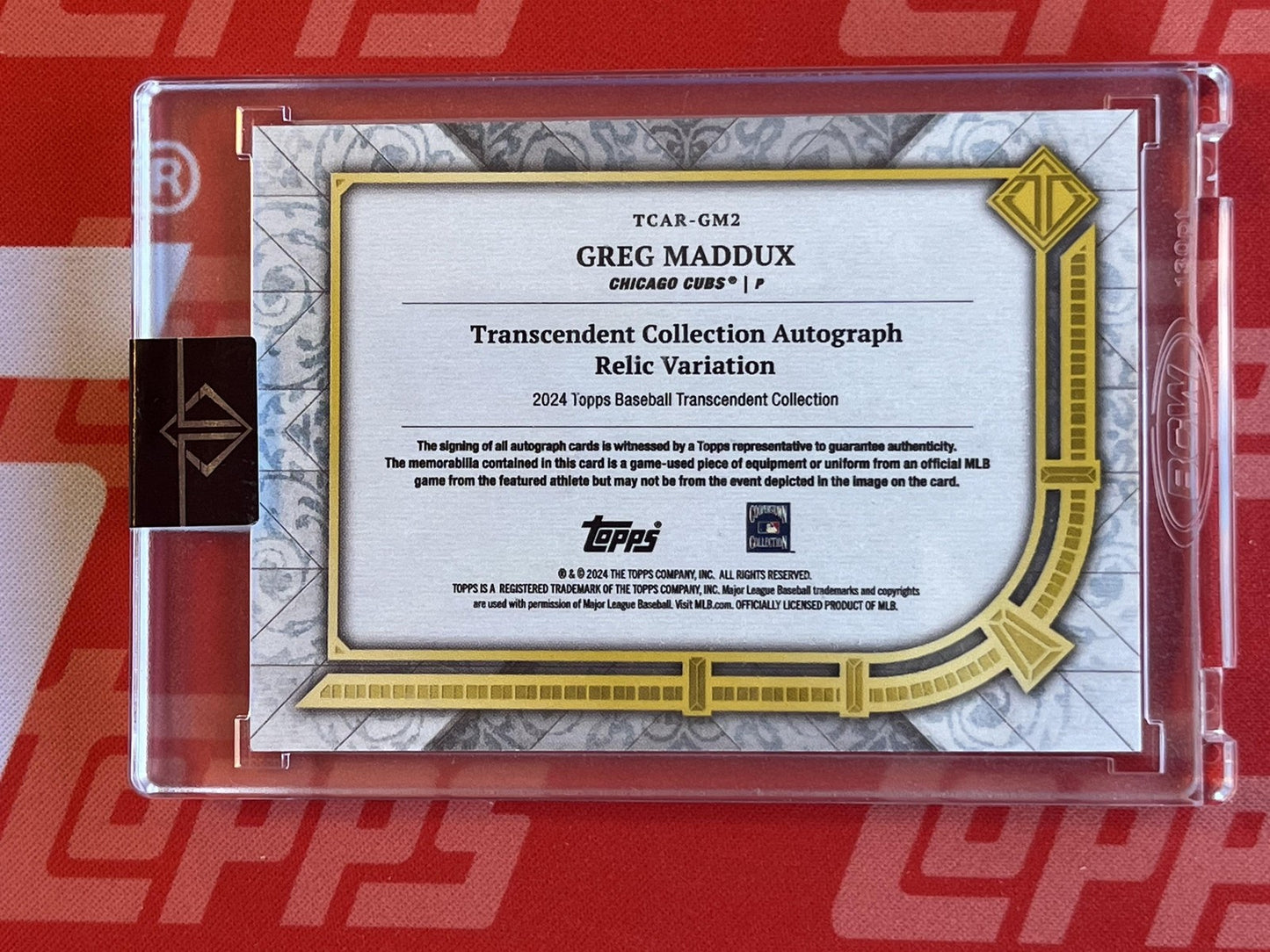 2024 transcendent Collection Auto Relic Variation Greg Maddux Auto /25 Cubs