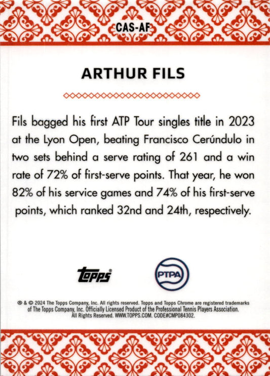 2024 Topps Chrome Tennis Aces #CAS-AF Arthur Fils