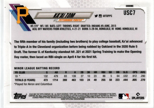 2021 Topps Update Purple #USc7 Ka'ai Tom Pittsburgh Pirates