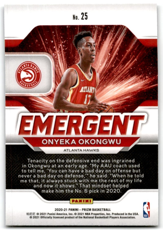 2020-21 Panini Prizm Emergent Onyeka Okongwu Atlanta Hawks #25