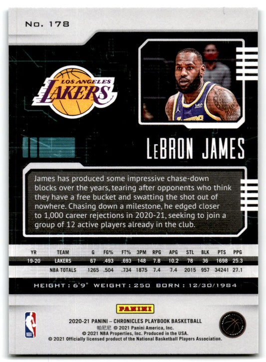 2020-21 Panini Chronicles Playbook LeBron James Los Angeles Lakers #178