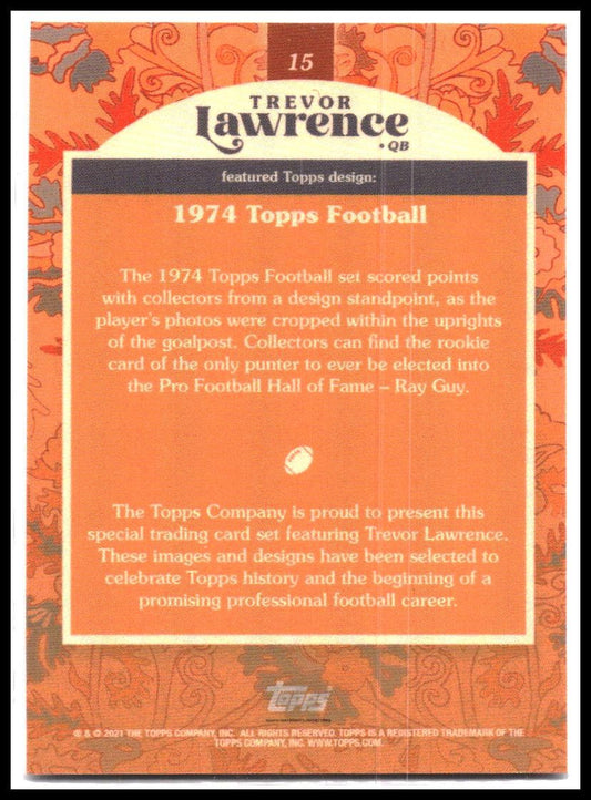 Trevor Lawrence #15 2021 Topps x Trevor Lawrence