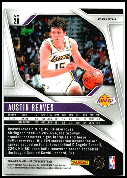 2024-25 Panini Prizm Green #26 Austin Reaves Los Angeles Lakers