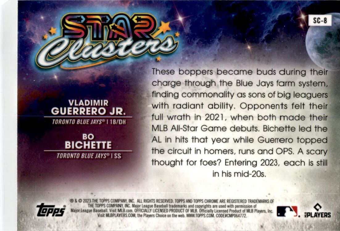 2023 Topps Chrome Cosmic Star Clusters #SC-8 Gerrero Jr / Bichette Toronto Blue