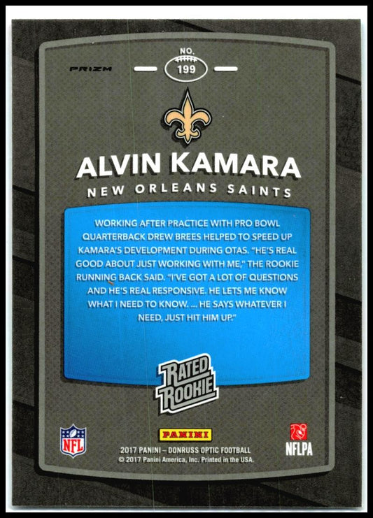 2017 Donruss Optic Pink #199 Alvin Kamara Rookie New Orleans Saints