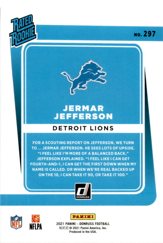 2021 Donruss Blue Press Proof #297 Jermar Jefferson Rookie Detroit Lions