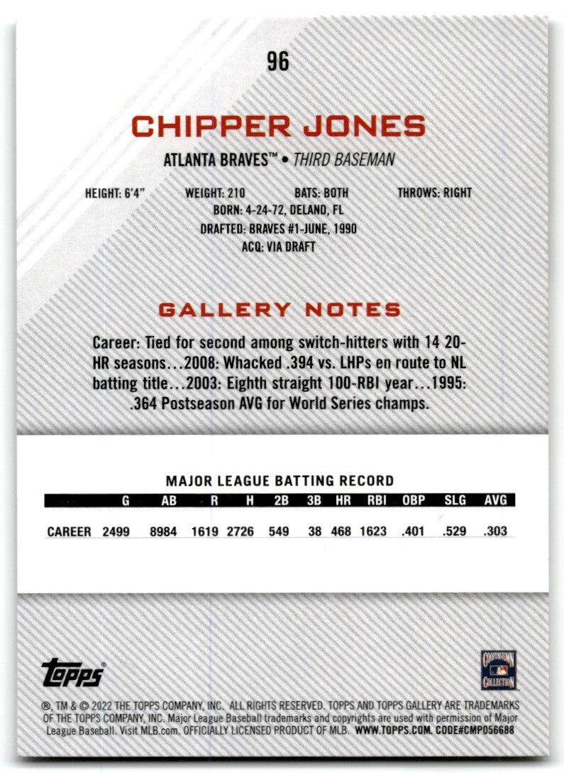 2022 Topps Gallery Chipper Jones Atlanta Braves #96