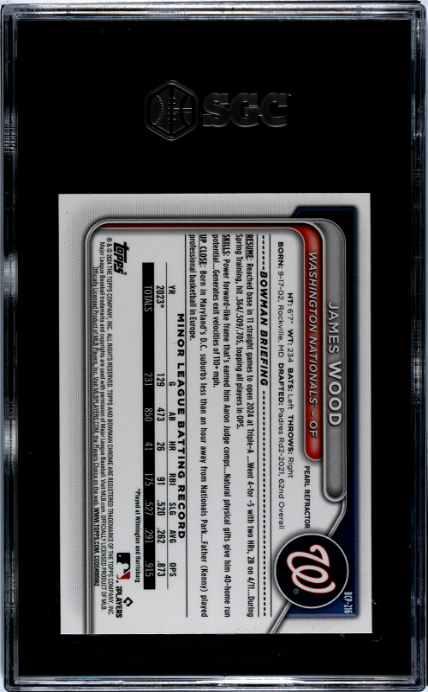 2024 Bowman Chrome Pros. Pearl Ref. #BCP-216 James Wood Nationals SGC 9.5