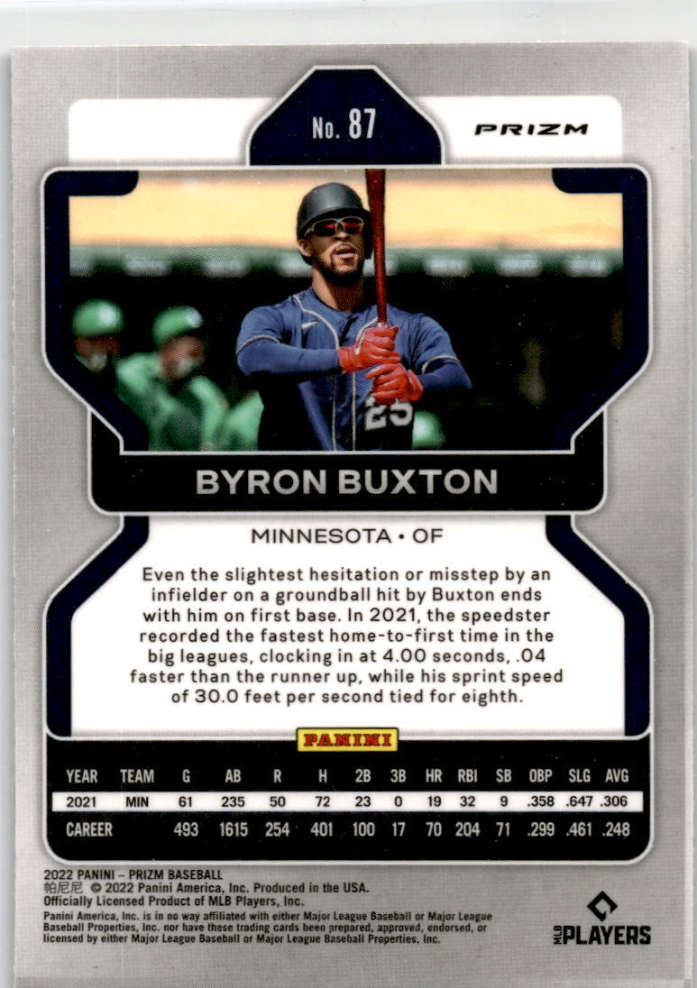 2022 Panini Prizm Tiger Stripes Prizm #87 Byron Buxton Minnesota Twins