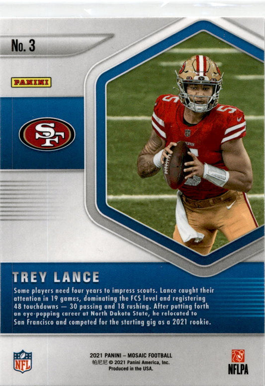2021 Panini Mosaic Blue Chips #3 Trey Lance San Francisco 49ers