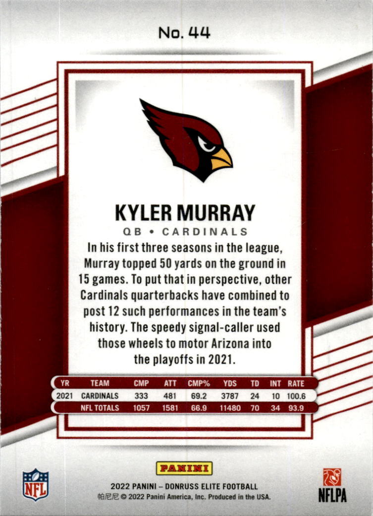 2022 Donruss Elite Pink #44 Kyler Murray Arizona Cardinals
