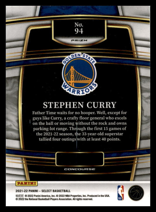 2021 Panini Select Green White Purple Prizm #94 Stephen Curry Golden State Warri
