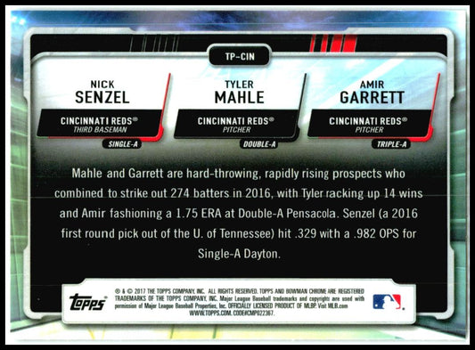 2017 Bowman Talent Pipeline # Nick Senzel / Tyler Mahle / Amir Garrett Reds