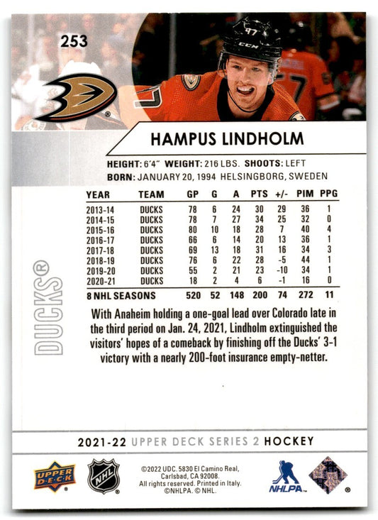 2021-22 Upper Deck Hampus Lindholm Anaheim Ducks #253