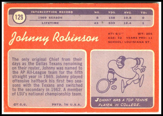 1970 Topps #129 Johnny Robinson Kansas City Chiefs