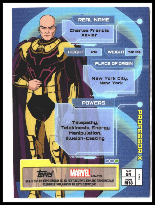 Professor X #84 2025 Topps Finest X-Men '97 Gold Refractor