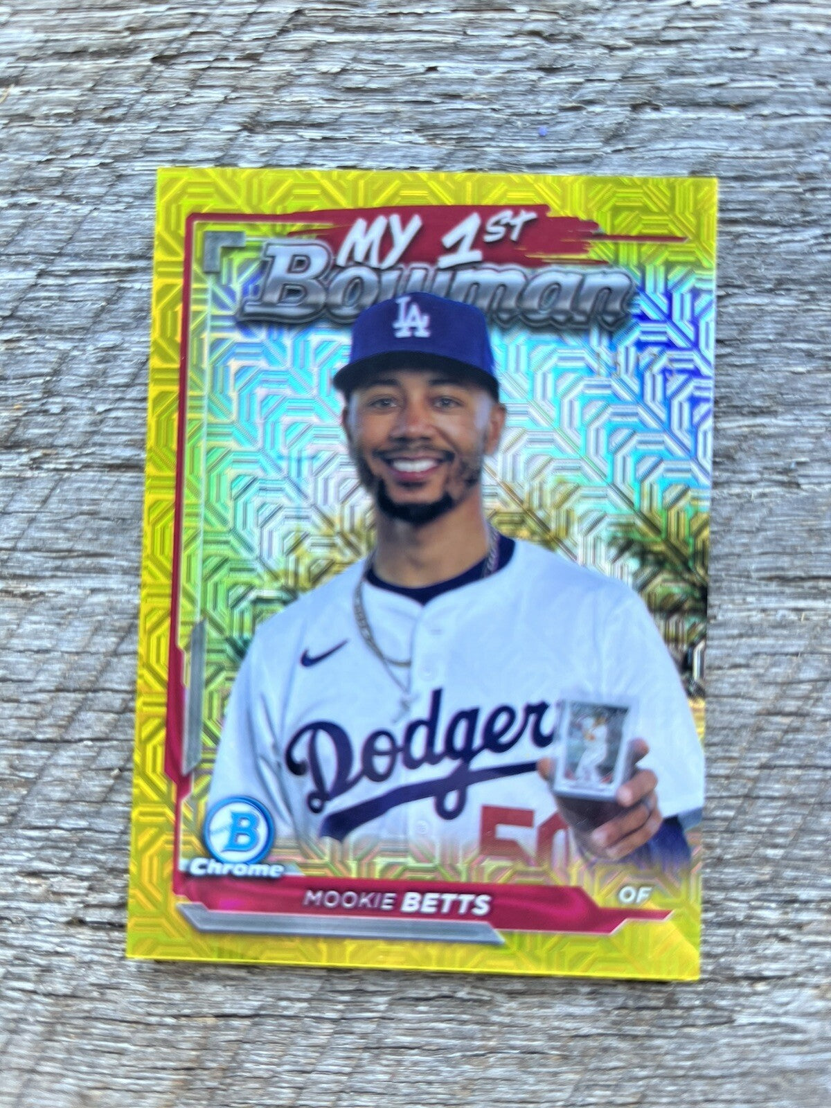 2024 Bowman Chrome Yellow Mega MTB-6 Mookie Bets My 1st Bowman /75 Dodgers