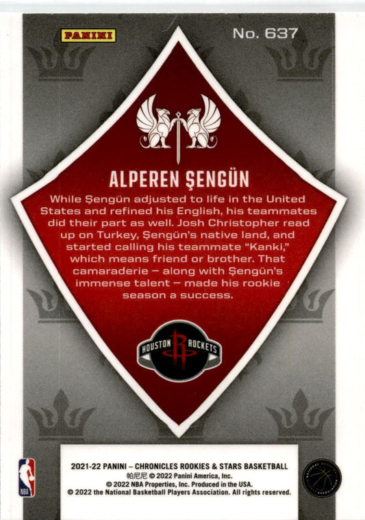 2021-22 chronicles rookies & stars #637 Alperen Sengun Rookie Houston Rockets
