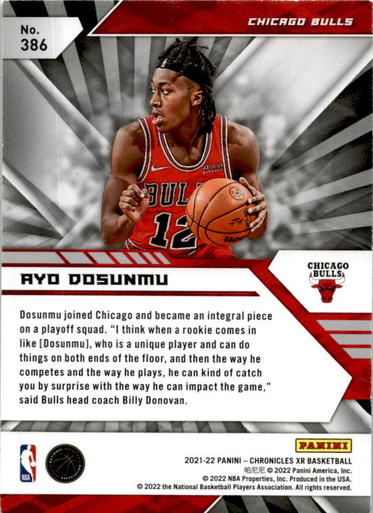 2021 Panini Chronicles XR Green #386 Ayo Dosunmu Chicago Bulls