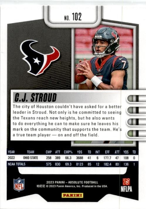 2023 Panini Absolute Gold Foil #102 C.J. Stroud Rookie Houston Texans