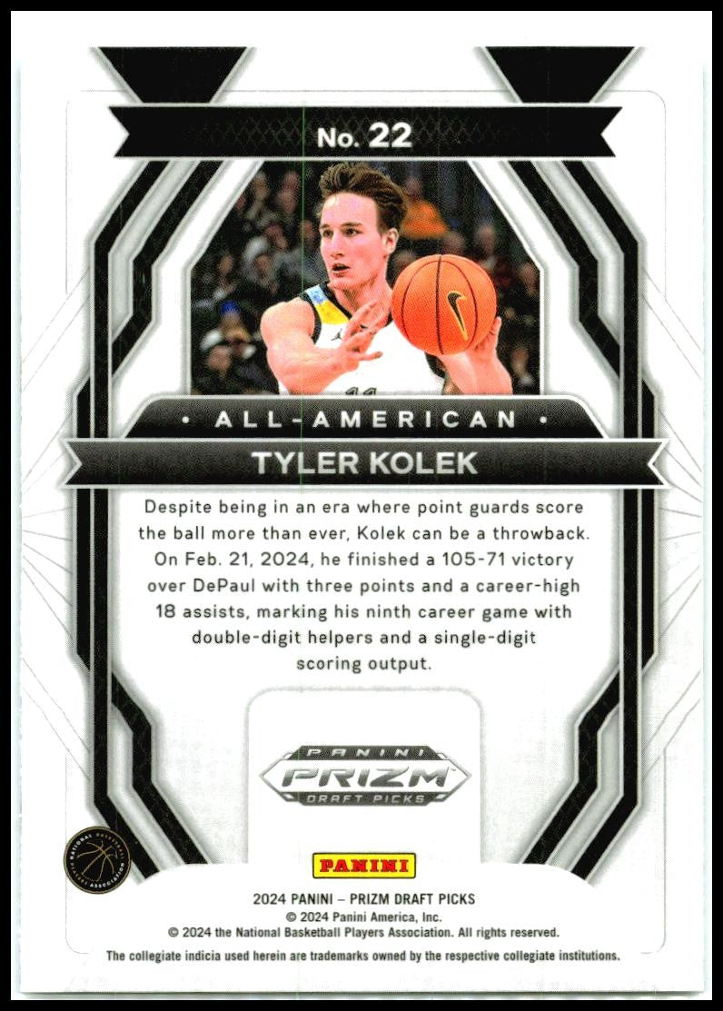 2024 Panini Prizm Draft Picks #22 Tyler Kolek Knicks