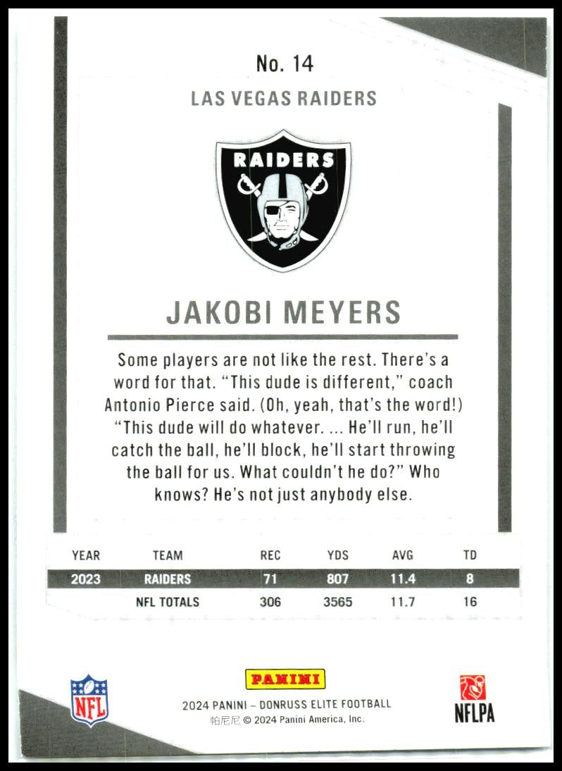 2024 Donruss Elite #14 Jakobi Meyers Las Vegas Raiders