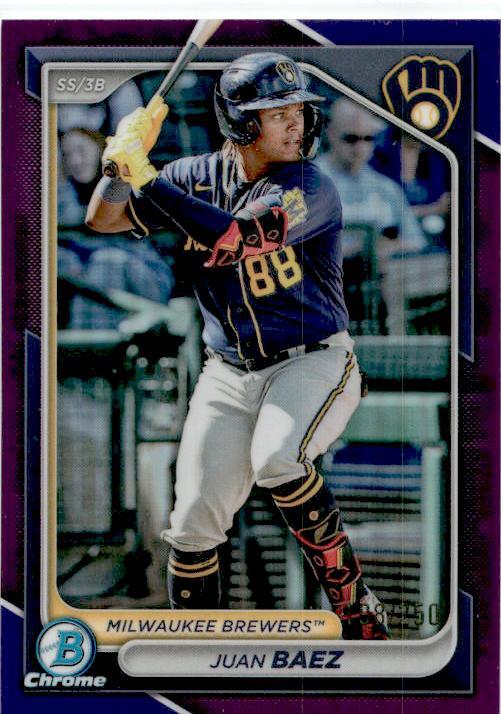2024 Bowman Draft Chrome Purple #BDC-150 Juan Baez /250 Milwaukee Brewers
