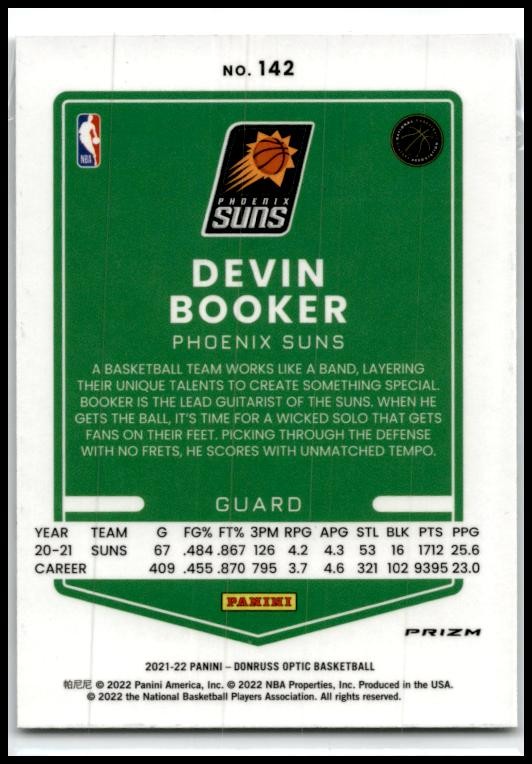 2021-22 Donruss Optic Fast Break Holo #142 Devin Booker Phoenix Suns