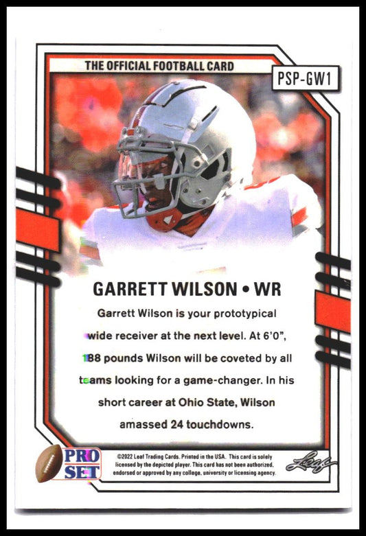 Garrett Wilson #PSP-GW1 2022 Pro Set Draft Portraits Crystal Blue