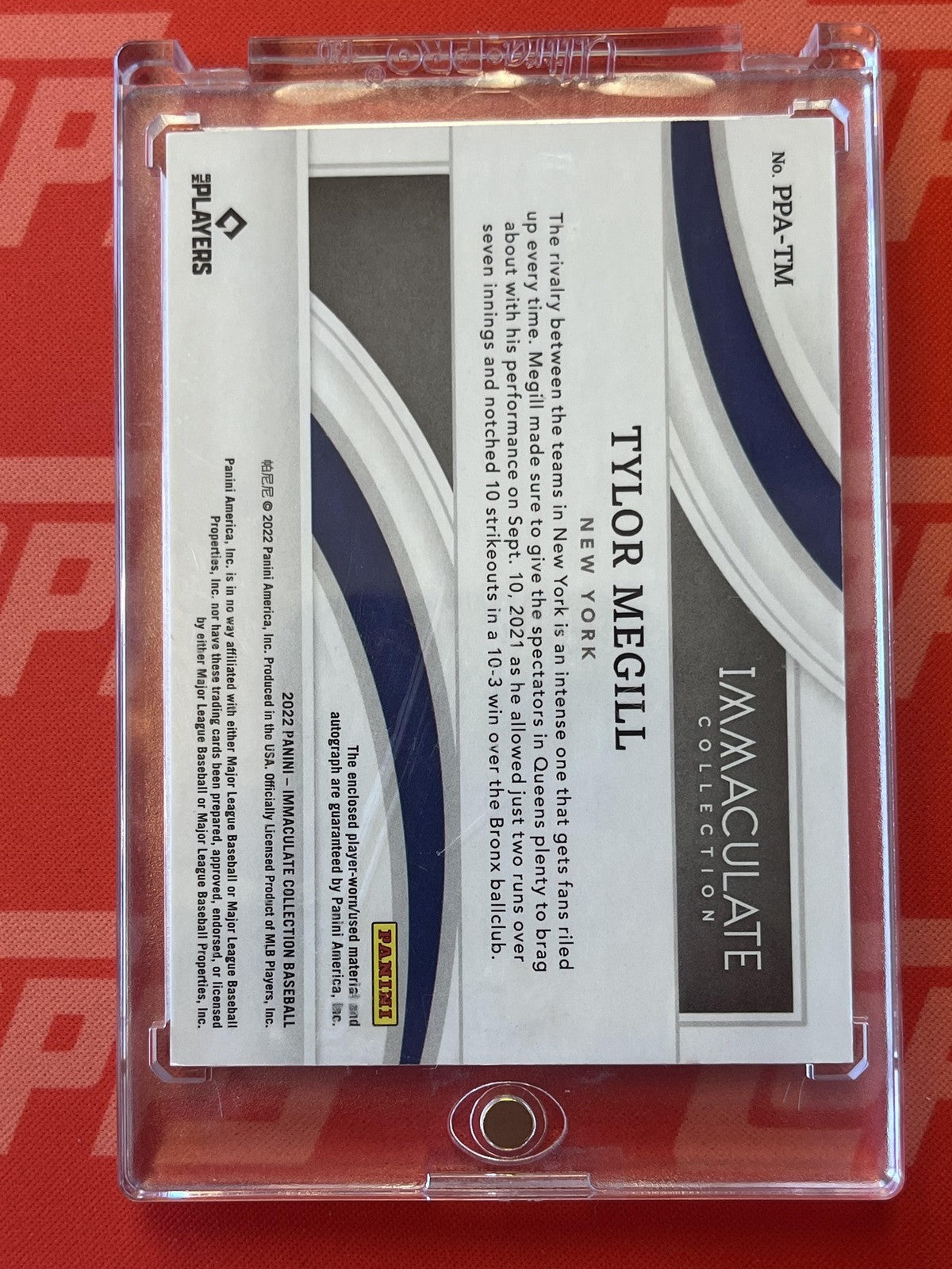 2022 Immaculate Collection Premium Patch Auto Tag #PPA-TM Tylor Megill Auto Mets