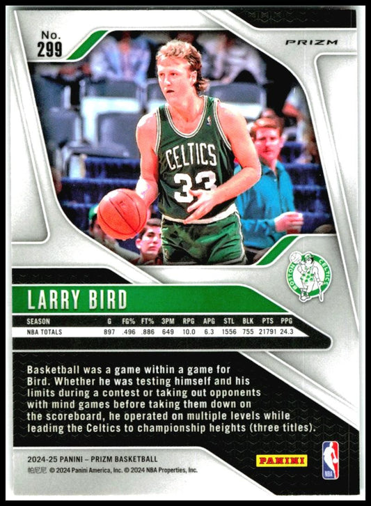 2024-25 Panini Prizm Prizms Pink Ice #299 Larry Bird Boston Celtics