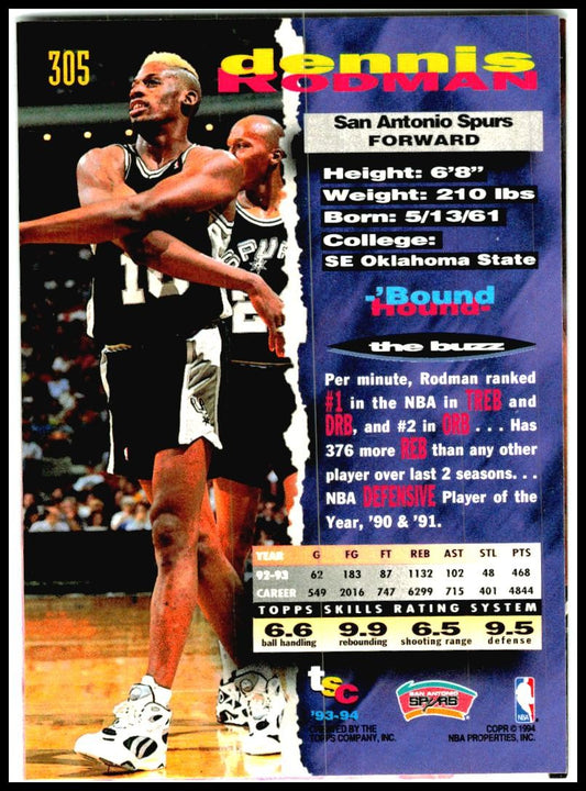 1993-94 Stadium Club #183 Dennis Rodman San Antonio Spurs