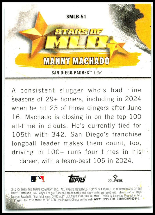 2025 Topps Stars of MLB #SMLB-51 Manny Machado San Diego Padres