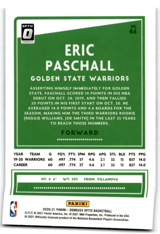 2020-21 Donruss Optic Eric Paschall Golden State Warriors #46