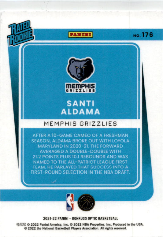 2021-22 Donruss Optic #176 Santi Aldama Rookie Memphis Grizzlies