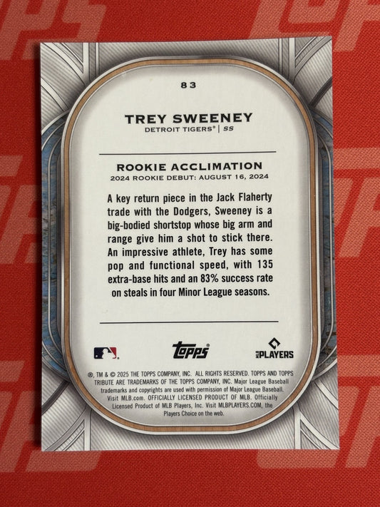 2025 Topps Tribute #83 Trey Sweeney Rookie Detroit Tigers