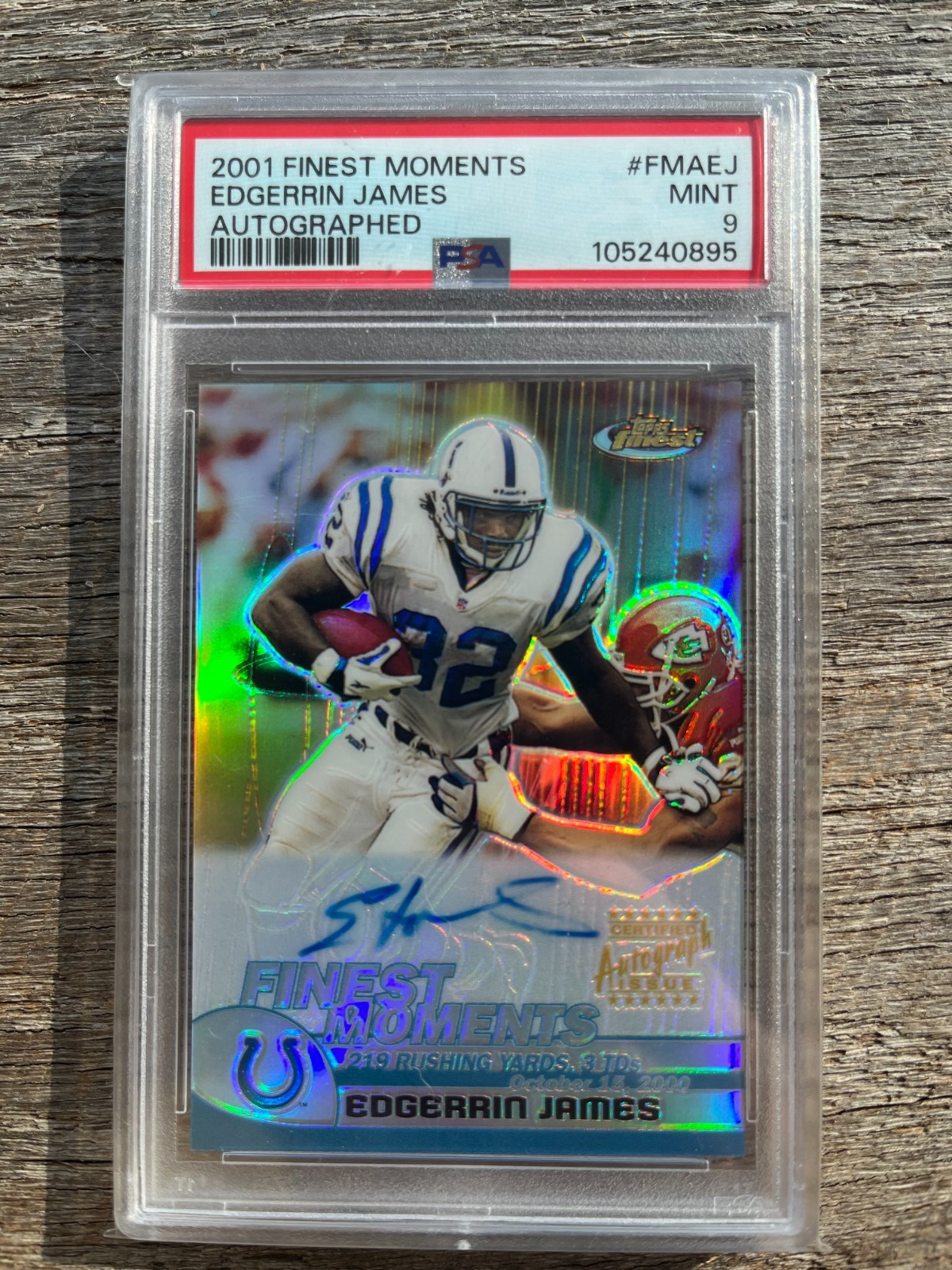 2001Topps Finest Moments Autographs #FMA-EJ Edgerrin James Auto PSA 9 Mint Colts