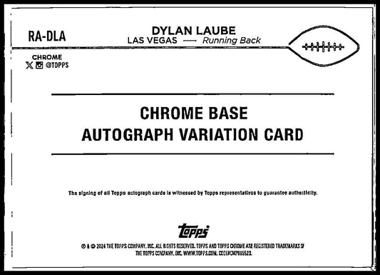 Dylan Laube Auto #RA-DLA 2024 Topps Chrome Rookie Raiders