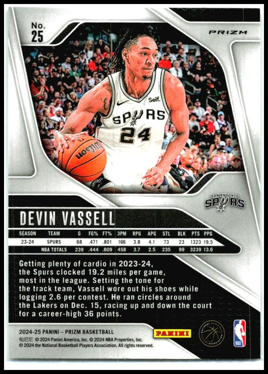 2024-25 Panini Prizm Prizms Ice #25 Devin Vassell San Antonio Spurs