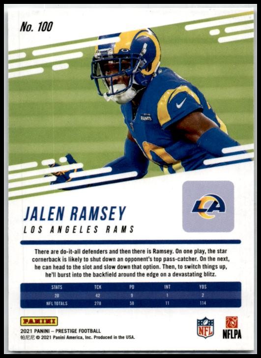 2021 Panini Prestige #100 Jalen Ramsey Los Angeles Rams
