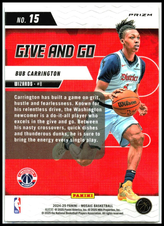2024-25 Panini Mosaic Give and Go Mosaic Green #15 Bub Carrington Wizards