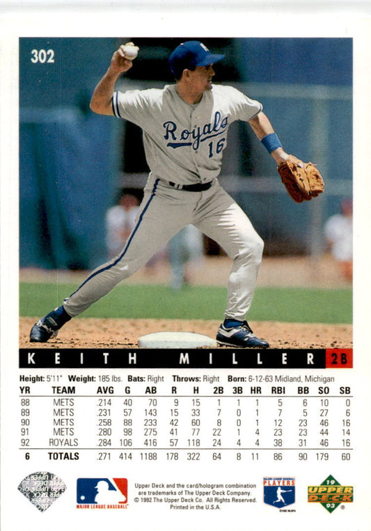 1993 Upper Deck #302 Keith Miller Kansas City Royals