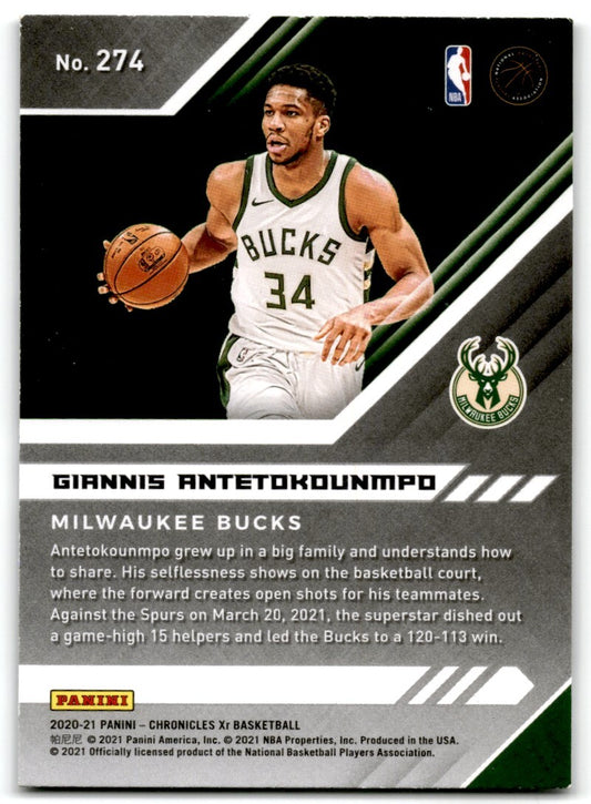 2020-21 Panini Chronicles XR Giannis Antetokounmpo Milwaukee Bucks #274